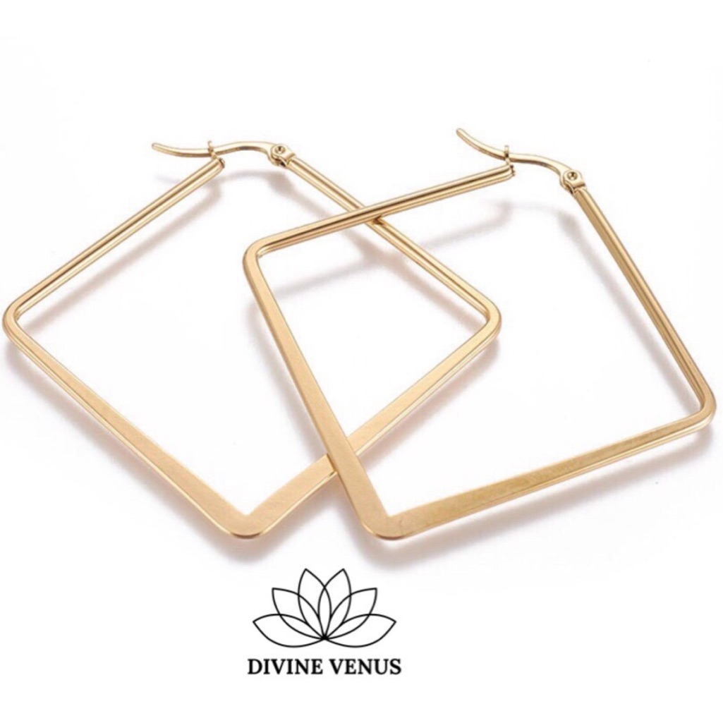 Gold Plated Stainless Steel Rhombus Earrings